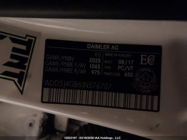 WDDSJ4GB6JN576707 Mercedes-Benz CLA 250 4MATIC