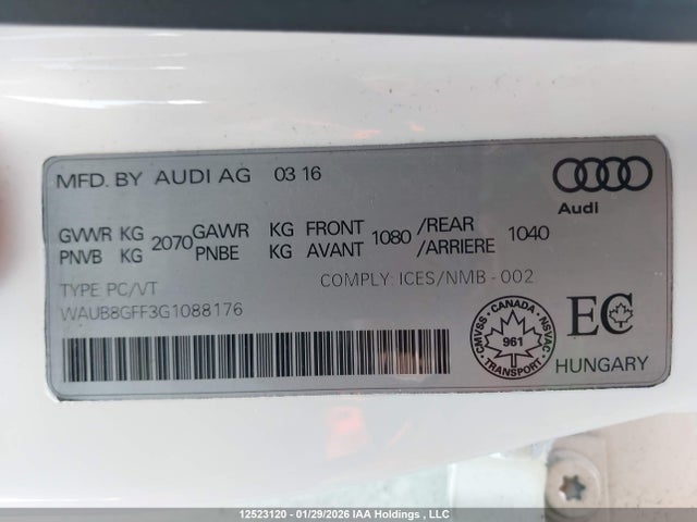WAUB8GFF3G1088176 Audi A3 2.0t Komfort