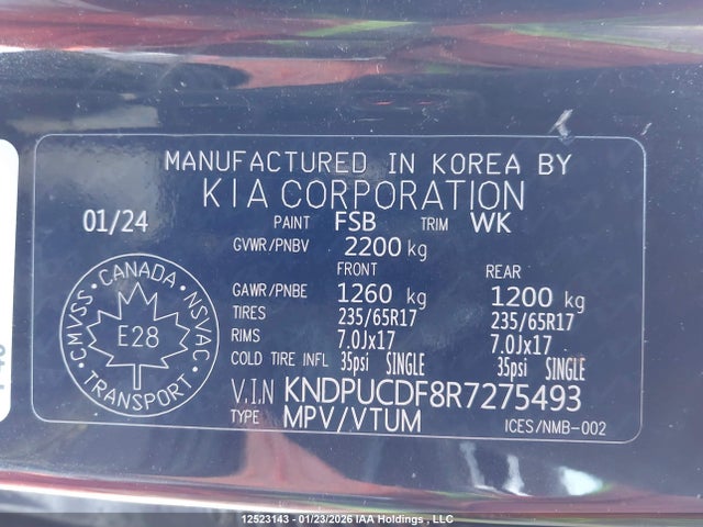 KNDPUCDF8R7275493 KIA Sportage Lx/x-line