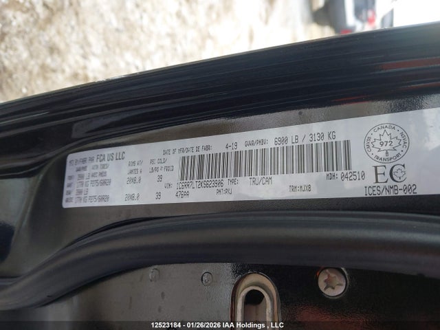 Продаж на аукціоні авто 2019 Ram 1500 Classic Slt, vin: 1C6RR7LT2KS623906, номер лоту: 12523184