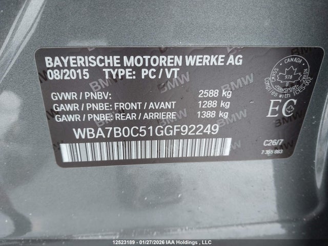 BMW 750 Xi 2016 WBA7B0C51GGF92249 Image 9
