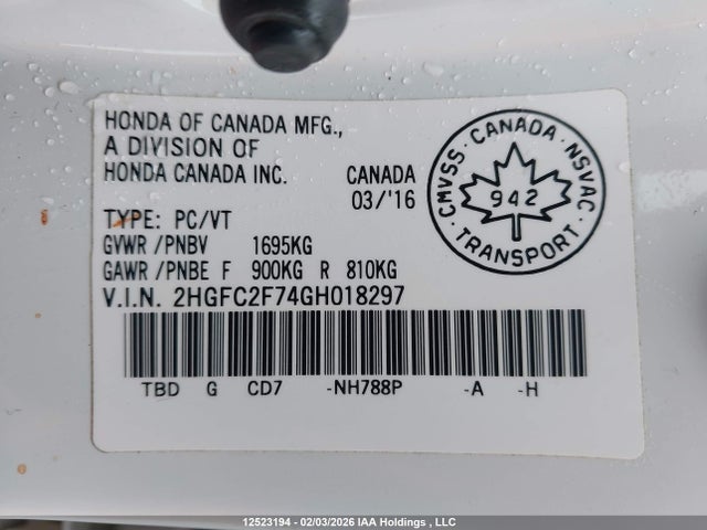 Honda CIVIC EX 2016 2HGFC2F74GH018297 Image 9