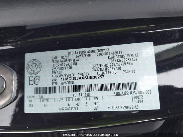 1FMCU9JAXSUB30257 Ford Escape Platinum