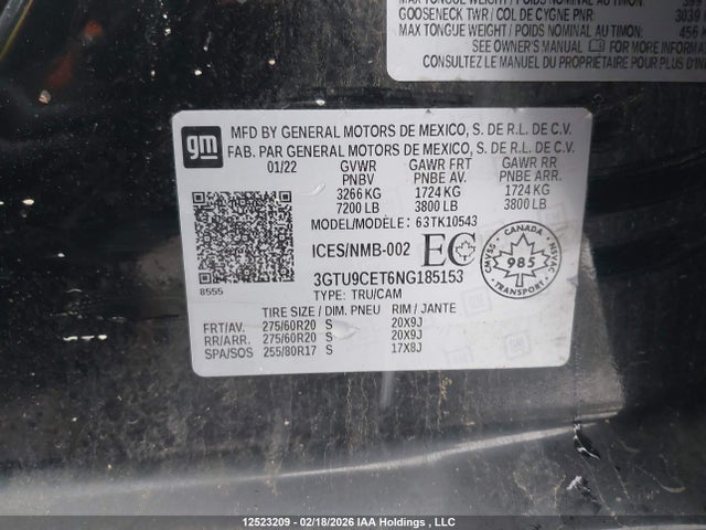3GTU9CET6NG185153 GMC Sierra Limited K1500 Elevation