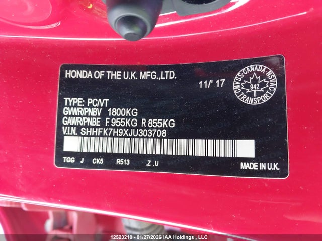 SHHFK7H9XJU303708 Honda Civic Sport Touring