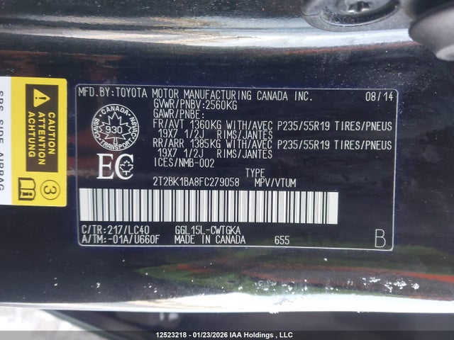 2T2BK1BA8FC279058 Lexus Rx 350/base/f Sport