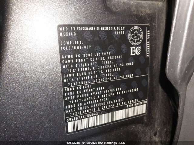 3VVFB7AX7RM043111 Volkswagen Tiguan Trendline