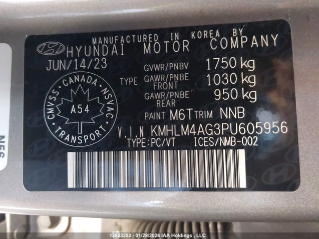 KMHLM4AG3PU605956 Hyundai ELANTRA SEL