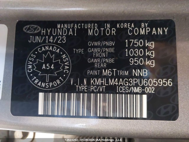 KMHLM4AG3PU605956 Hyundai ELANTRA SEL