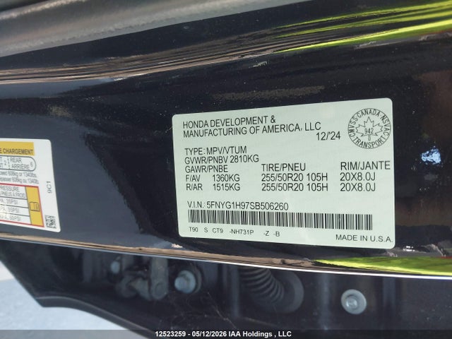 5FNYG1H97SB506260 Honda Pilot Black Edition