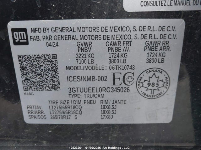 3GTUUEEL0RG345026 GMC Sierra K1500 At4