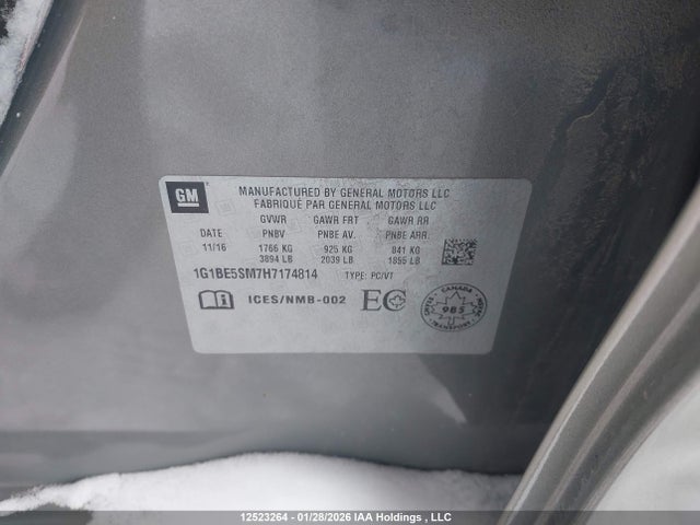 1G1BE5SM7H7174814 Chevrolet Cruze Lt Auto