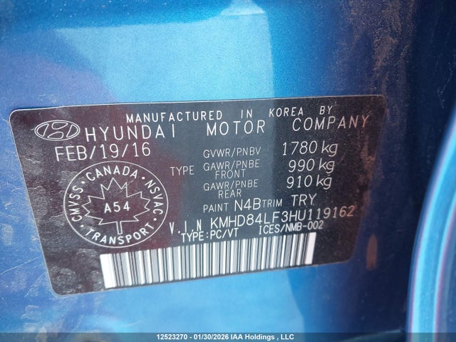 KMHD84LF3HU119162 Hyundai Elantra Se/value/limited
