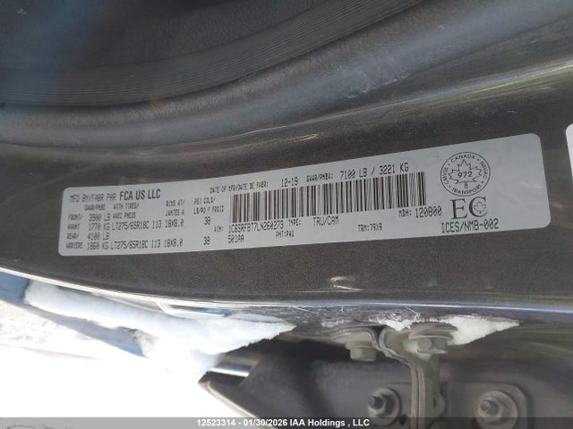 Aukcja sprzedaży 2020 Ram 1500 Big Horn/lone Star, vin: 1C6SRFBT7LN260273, numer aukcji: 12523314