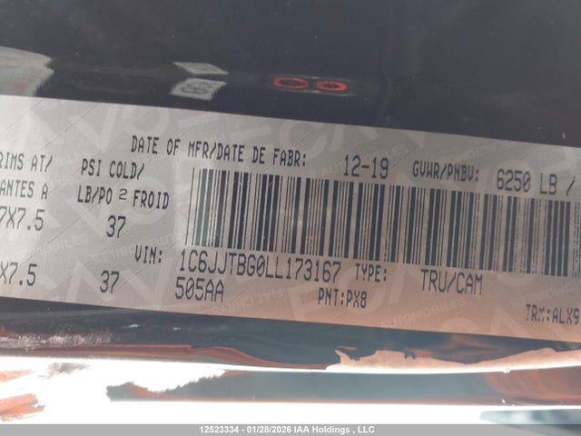 1C6JJTBG0LL173167 Jeep Gladiator Rubicon