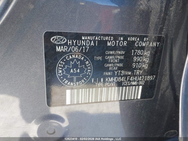 KMHD84LF4HU421897 Hyundai ELANTRA GL