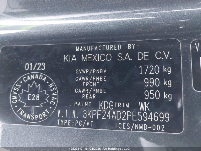 3KPF24AD2PE594699 KIA FORTE LX