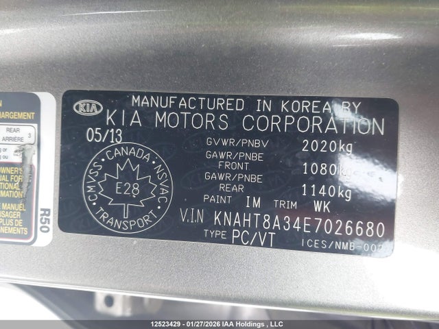 Aukcja sprzedaży 2014 Kia Rondo, vin: KNAHT8A34E7026680, numer aukcji: 12523429