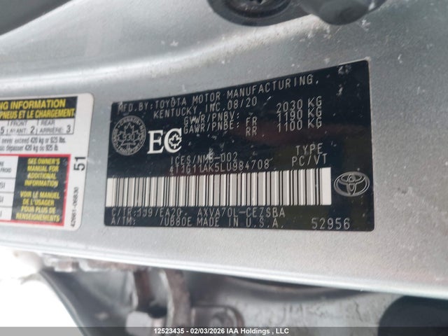 4T1G11AK5LU984708 Toyota CAMRY SE