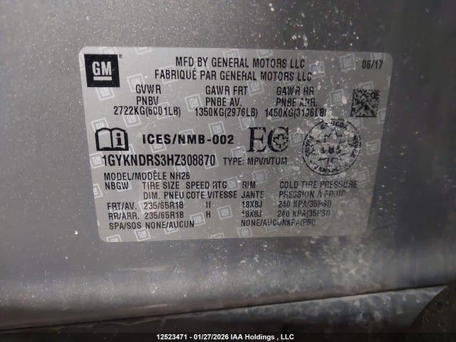 1GYKNDRS3HZ308870 Cadillac XT5