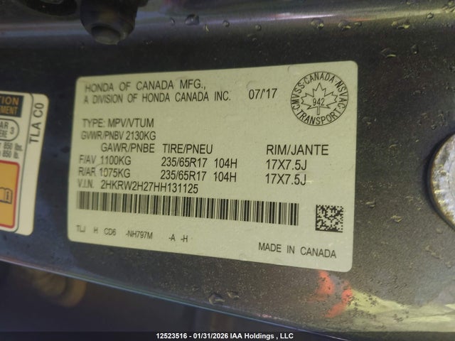 2HKRW2H27HH131125 Honda CR-V LX