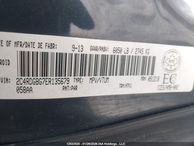 2C4RDGBG7ER135679 Dodge Grand Caravan Se/sxt