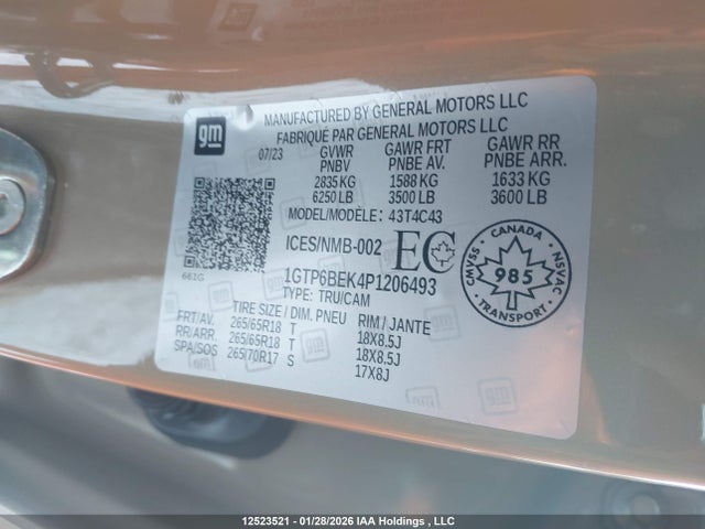 1GTP6BEK4P1206493 GMC Canyon Elevation