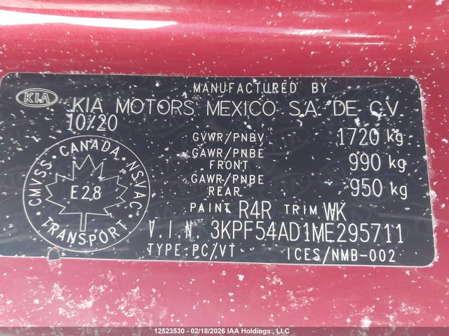 3KPF54AD1ME295711 KIA FORTE EX