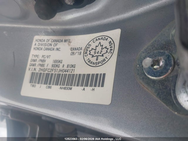Honda Civic 2018 2HGFC2F51JH044121 Image 9