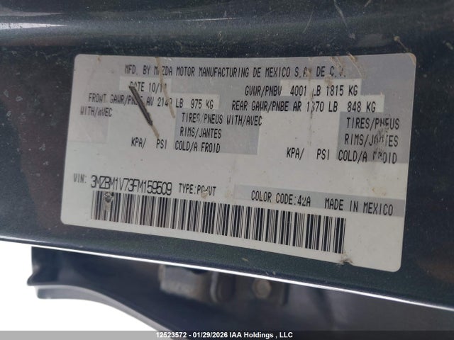 3MZBM1V73FM159509 Mazda Mazda3 Gs