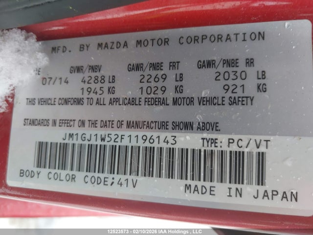 JM1GJ1W52F1196143 Mazda 6 Grand Touring
