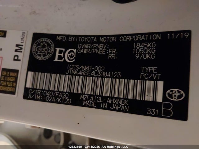 JTNK4RBE4L3084123 Toyota Corolla Se/xse