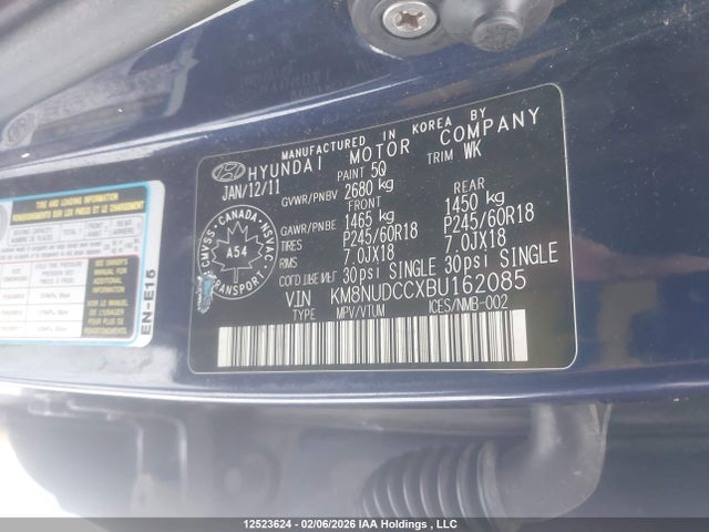 Aukcja sprzedaży 2011 Hyundai Veracruz Gls/limited, vin: KM8NUDCCXBU162085, numer aukcji: 12523624