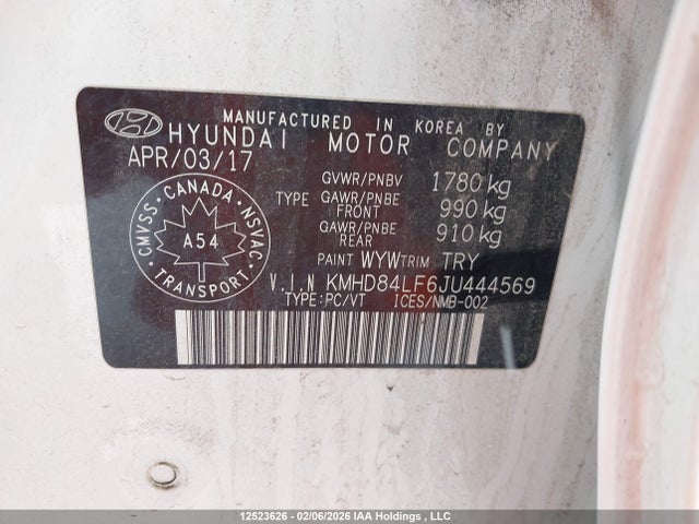 KMHD84LF6JU444569 Hyundai ELANTRA GL