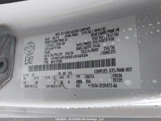 1FMCU9G99EUE42524 Ford ESCAPE SE
