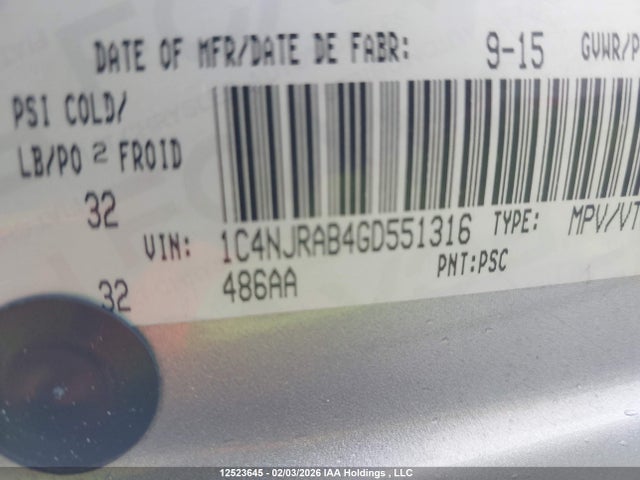 1C4NJRAB4GD551316 Jeep Patriot Sport/north