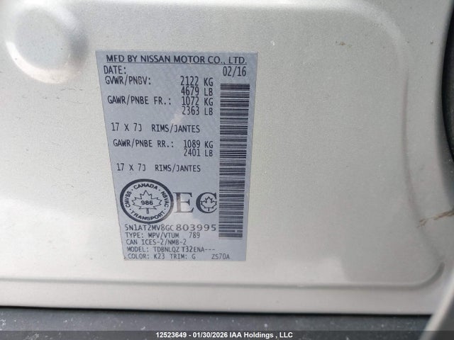 5N1AT2MV8GC803995 Nissan Rogue