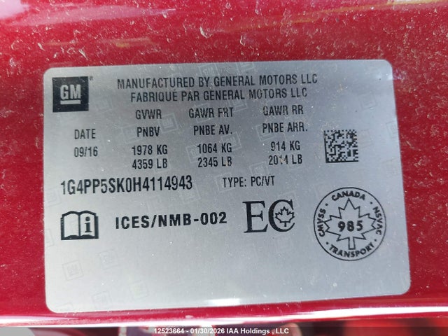 1G4PP5SK0H4114943 Buick Verano