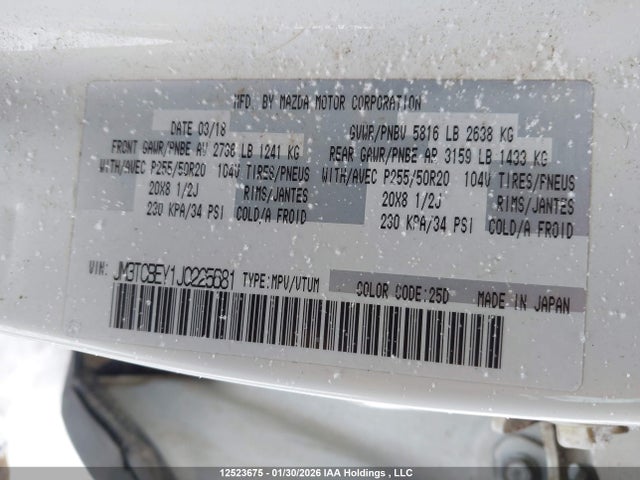 JM3TCBEY1J0225681 Mazda Cx-9 Signature