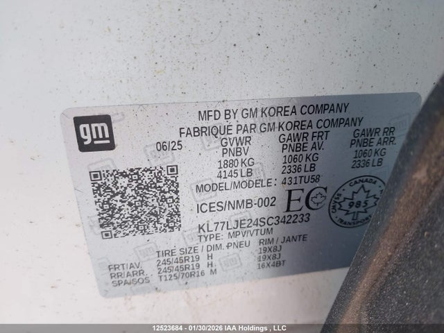 KL77LJE24SC342233 Chevrolet Trax 2rs Fwd