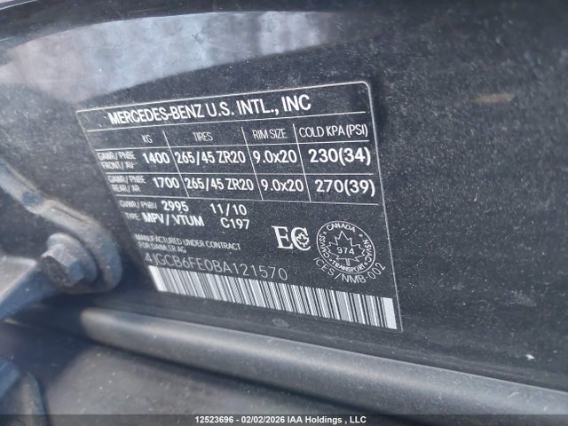 12523696 :رقم المزاد ، 4JGCB6FE0BA121570 vin ، 2011 Mercedes-benz R 350 4matic مزاد بيع