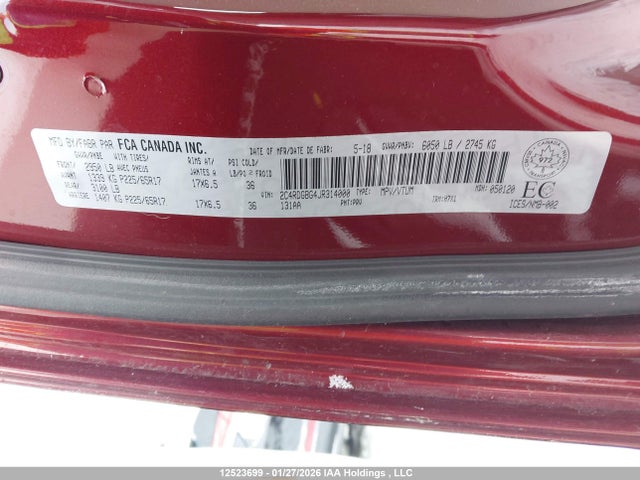 2C4RDGBG4JR314000 Dodge Grand Caravan