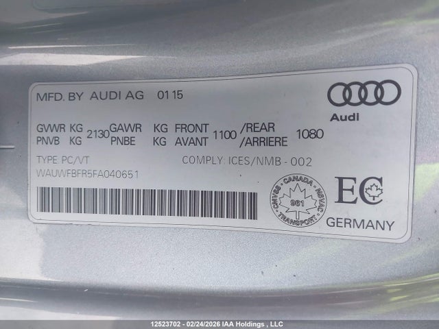 Продажа на аукционе авто 2015 Audi A5 Technik, vin: WAUWFBFR5FA040651, номер лота: 12523702