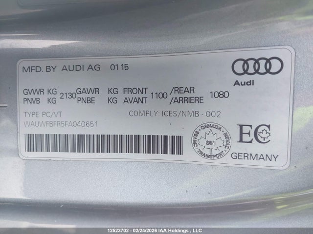 Продажа на аукционе авто 2015 Audi A5 Technik, vin: WAUWFBFR5FA040651, номер лота: 12523702