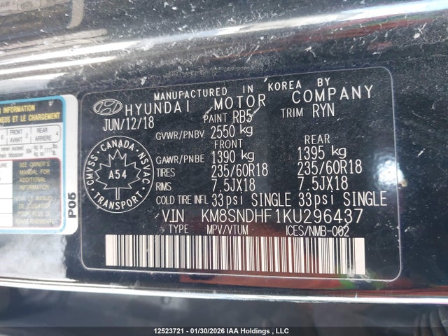 KM8SNDHF1KU296437 Hyundai Santa Fe Xl Luxury
