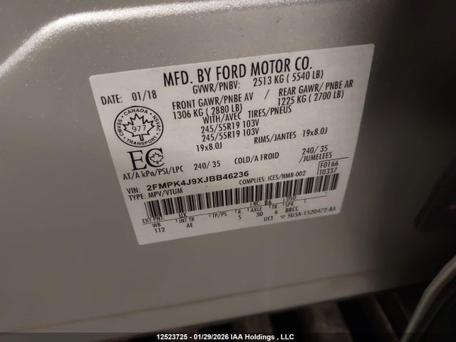 Ford EDGE SEL 2018 2FMPK4J9XJBB46236 Image 9