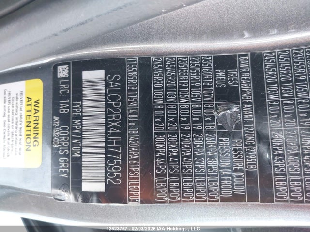 SALCP2RX4JH775952 Land Rover Discovery Sport Se