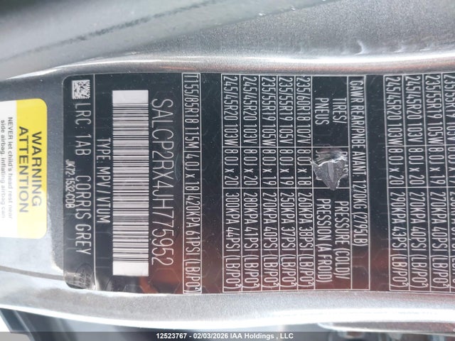 SALCP2RX4JH775952 Land Rover Discovery Sport Se