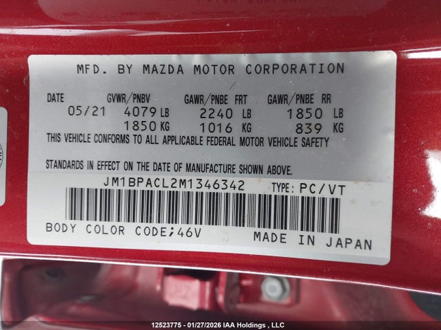 JM1BPACL2M1346342 Mazda MAZDA3