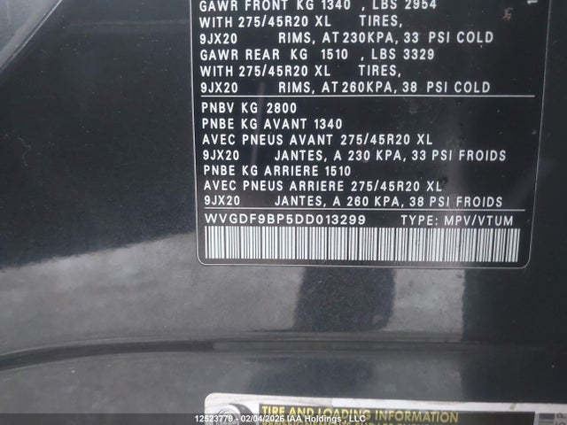 Aukcja sprzedaży 2013 Volkswagen Touareg 3.6l Comfortline/3.6l Highline, vin: WVGDF9BP5DD013299, numer aukcji: 12523779